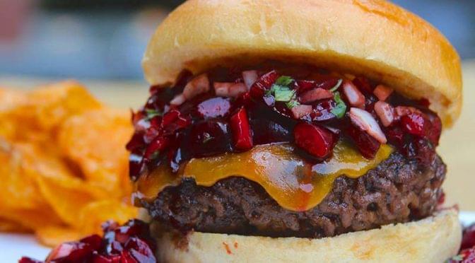 venison-burger-with-cherry-salsa