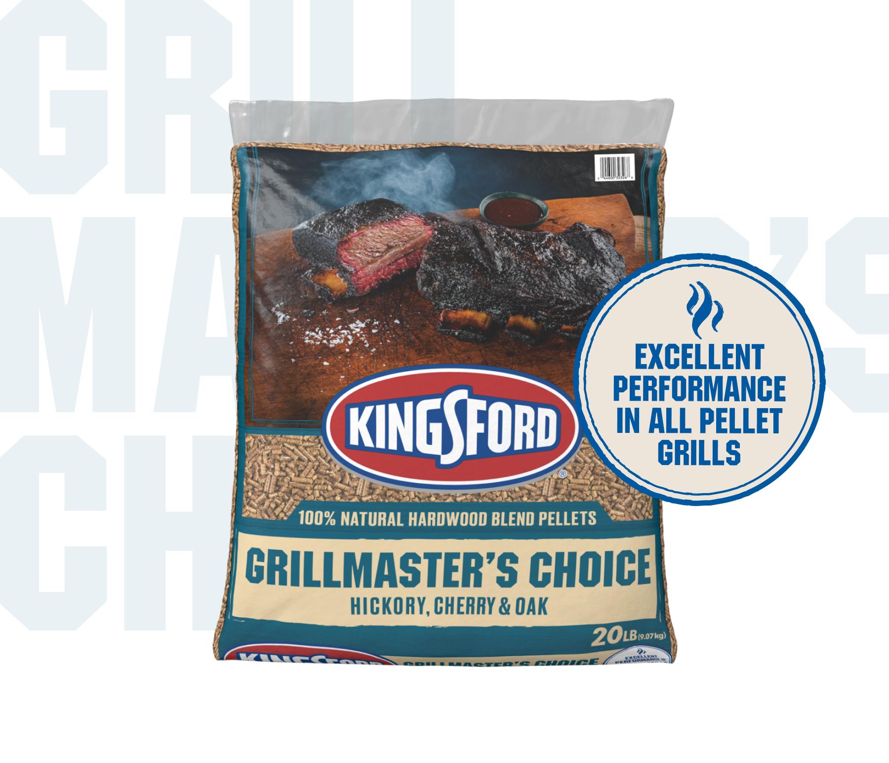 Kingsford® 100% Natural Hardwood Blend Pellets, Grillmaster’s Choice, Hickory, Cherry and Oak