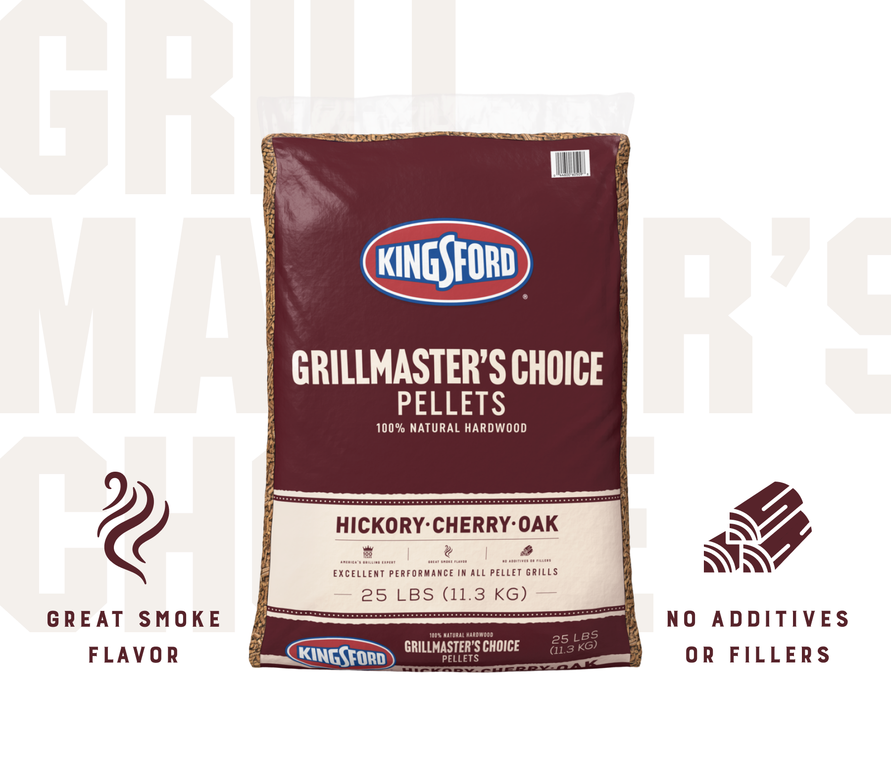 Kingsford® 100% Natural Hardwood Blend Pellets, Grillmaster’s Choice, Hickory, Cherry and Oak