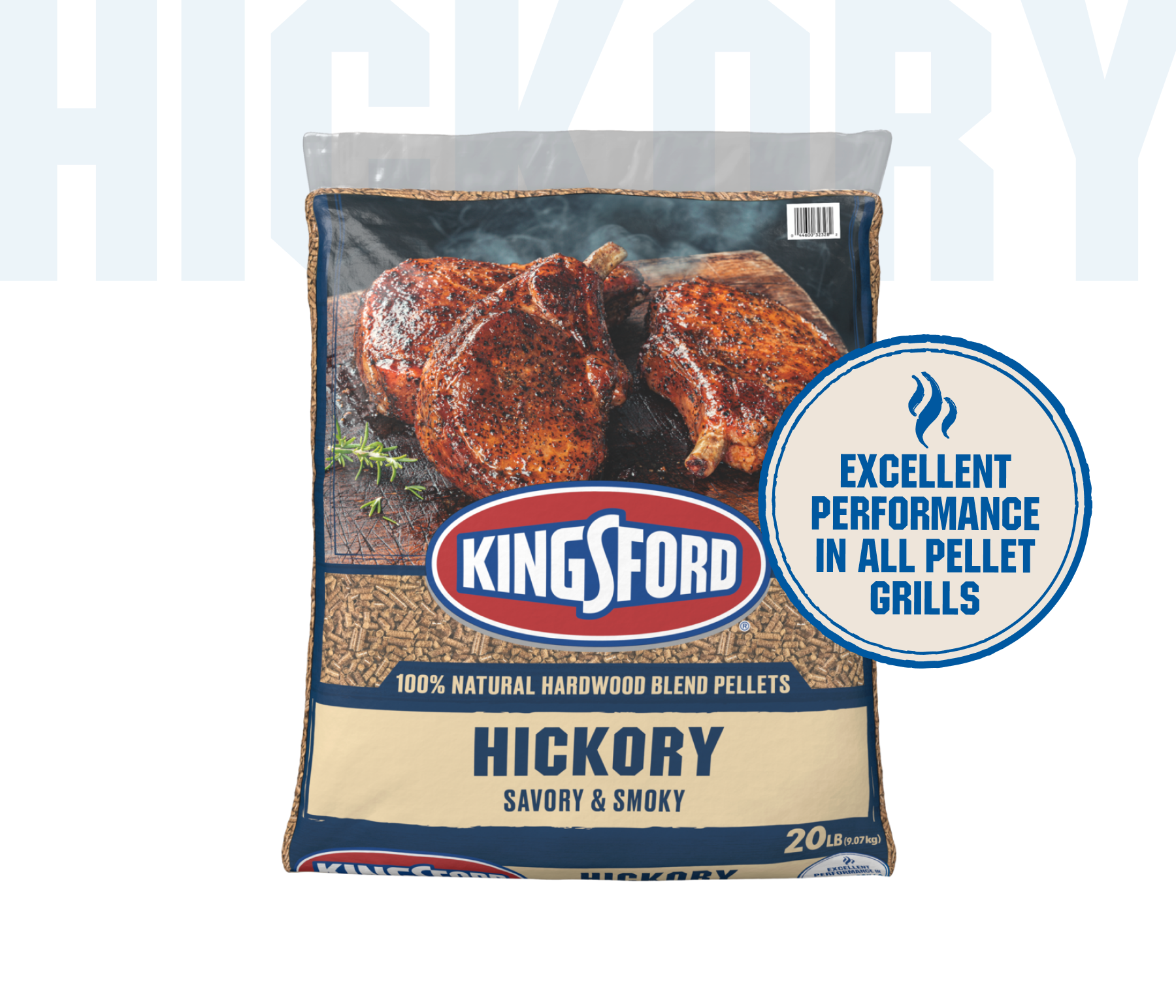 Kingsford® 100% Natural Hardwood Blend Pellets, Hickory, 20 lb