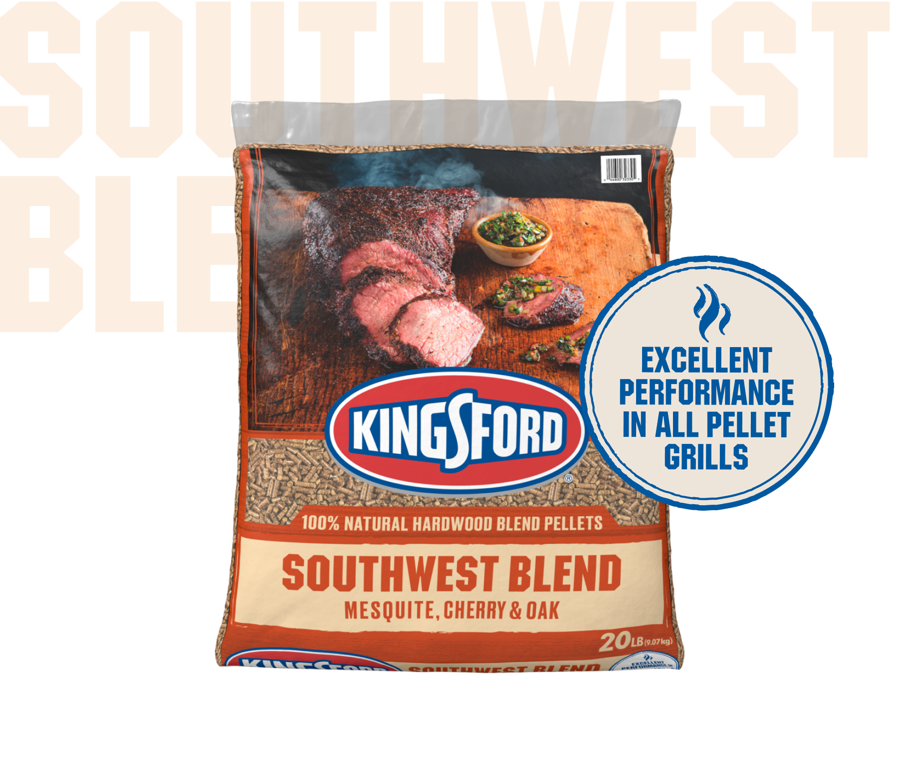 Kingsford® 100% Natural Hardwood Blend Pellets, Southwest Blend, Mesquite, Cherry and Oak, 20 lb