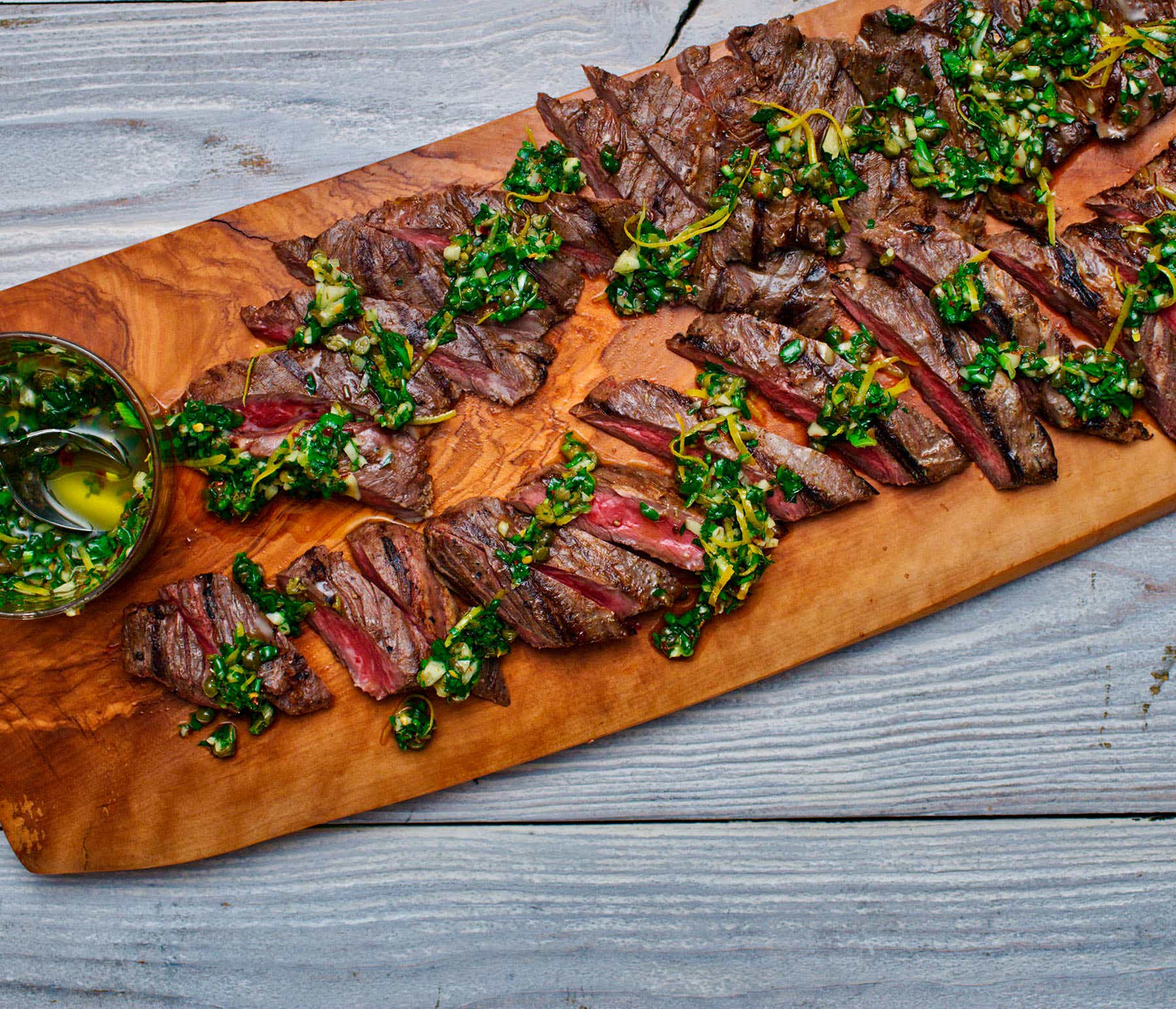 Marinated Flank Steak with Chimichurri - Girl With The Iron Cast