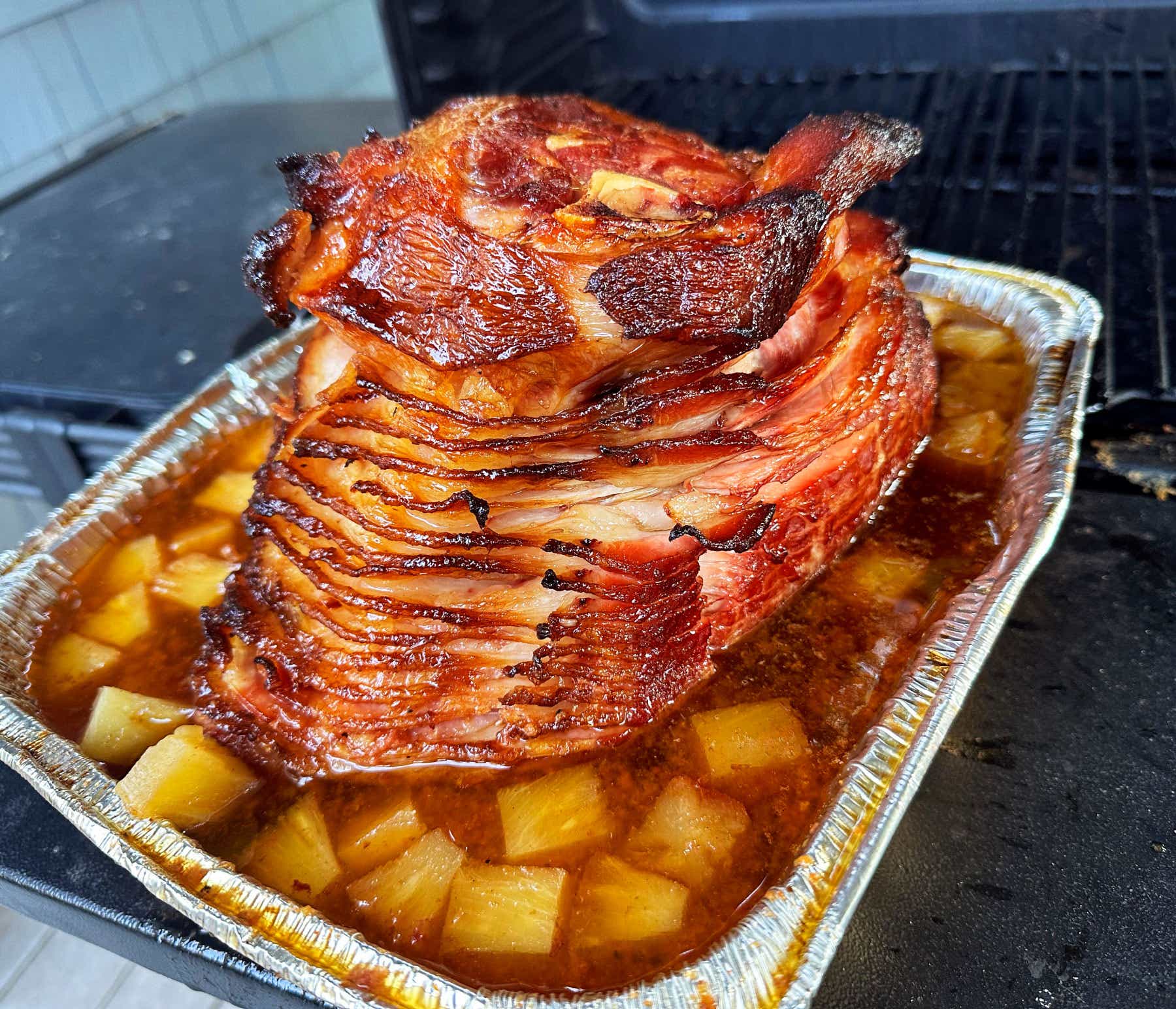 Smoked Holiday Ham with Pineapple Ginger Ale Glaze Recipe